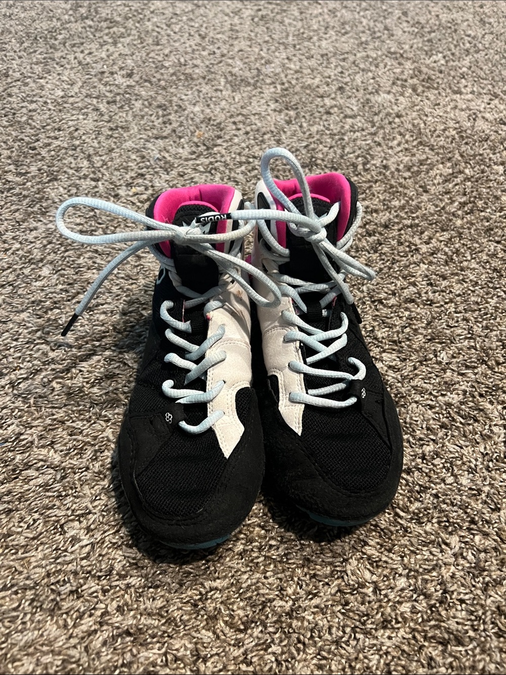 Youth Wrestling Shoes- Black, Pink and White